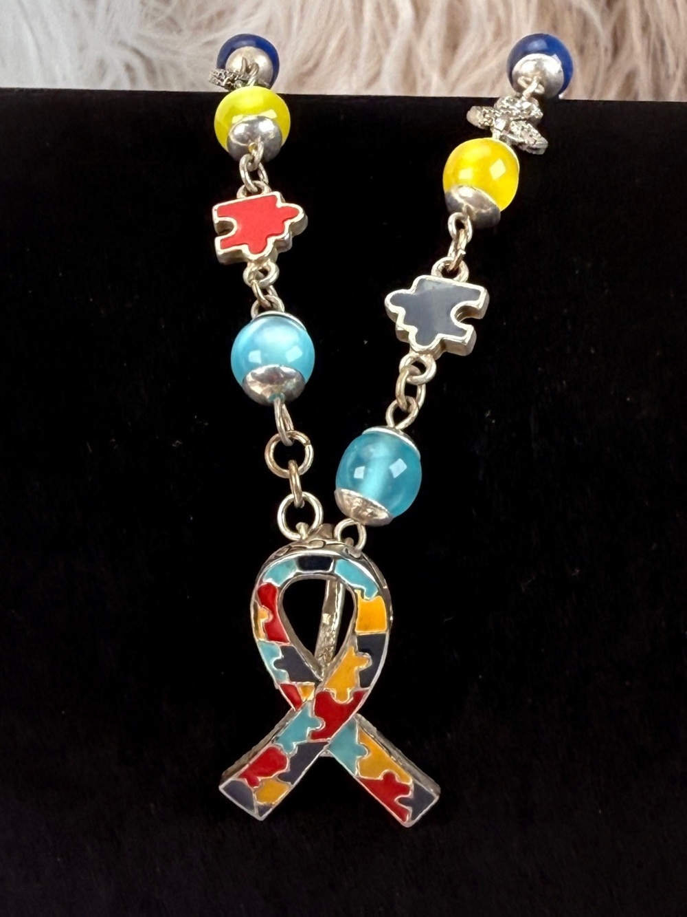 Autism awareness, colorful costume necklace